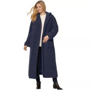 Woman Within Long Hooded Berber Fleece Coat